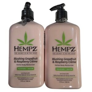 Hempz Blushing Grapefruit Raspberry Creme Body Moisturizer Lotion 17oz 2 Pack